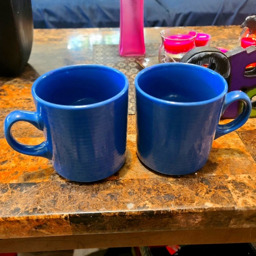 Vintage Blue Coffee Mugs x2 - Picture 1 of 4